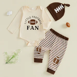 3-Pcs Romper Striped Football Outfit