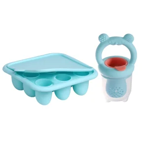 2 In 1 Silicone Baby Food Feeder and Popsicle Mold Storage Set