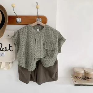 Toddler Boys 2PCS Vintage Floral Shorts Outfit